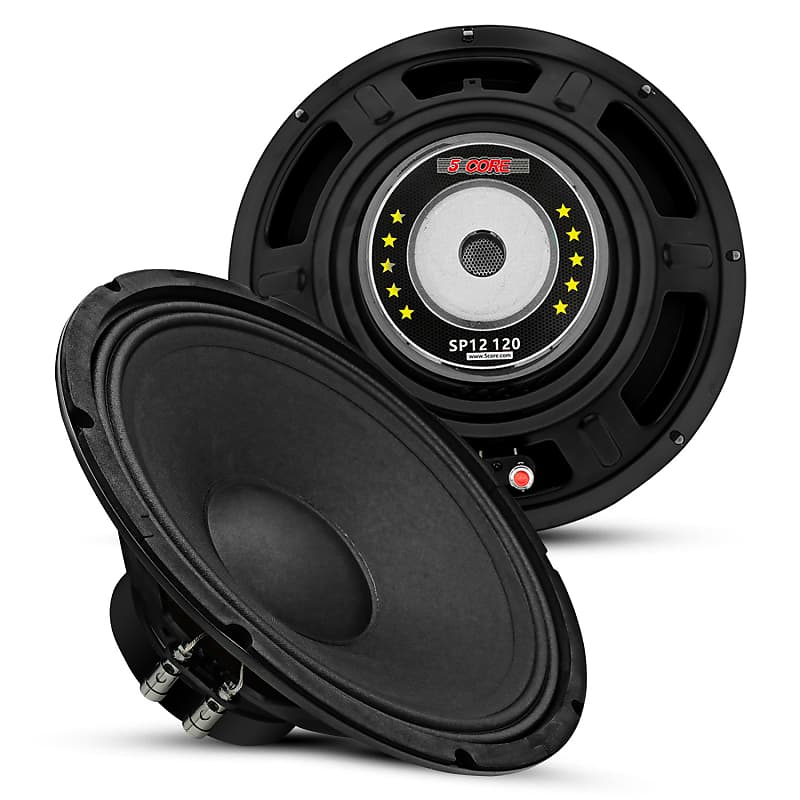 5 Core Speaker Subwoofer Pair 12 Inch PA DJ Subs 200W Max Pro Audio 8Ohm Replacement Sub Woofers  			