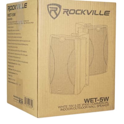 4) Rockville WET-5W 70V 5.25" IPX55 White Commercial Indoor/Outdoor Wall Speakers image 9