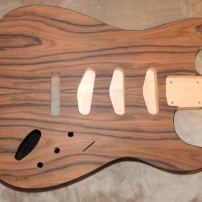 Unfinished Strat 2 Piece Alder With a Book Marched 2 Piece Black Walnut Top Bound in Black 4lbs 1.8oz! image 1