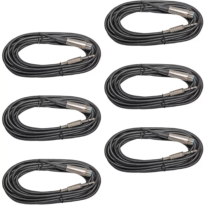 6 Pack - 10Ft Xlr 3-Pin Female To 1/4" Stereo Shielded Microphone Mic Cable image 1