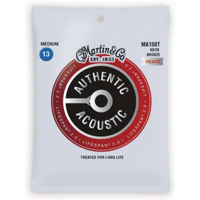 Martin MA150T Authentic Acoustic Lifespan 2.0 Treated Guitar Strings, Medium, 3-Pack image 2