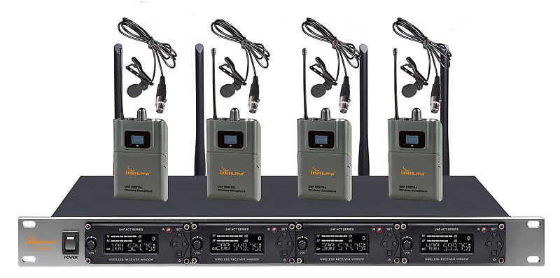 IDOLpro UHF-668L Professional 4 Channel Wireless Lavalier Microphones With New Pilot Technology image 1