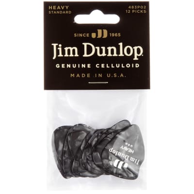 Dunlop 483P02HV Celluloid Guitar Picks, Heavy, Black Pearloid, 12-Pack image 1
