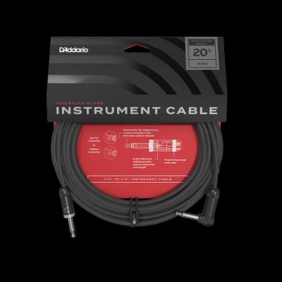 D'Addario American Stage Instrument Cable | Straight to Right Angle | 20ft image 3