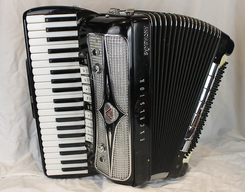 6786 - Black Excelsior Symphony Tone Chamber Piano Accordion LMH 41 120 image 1