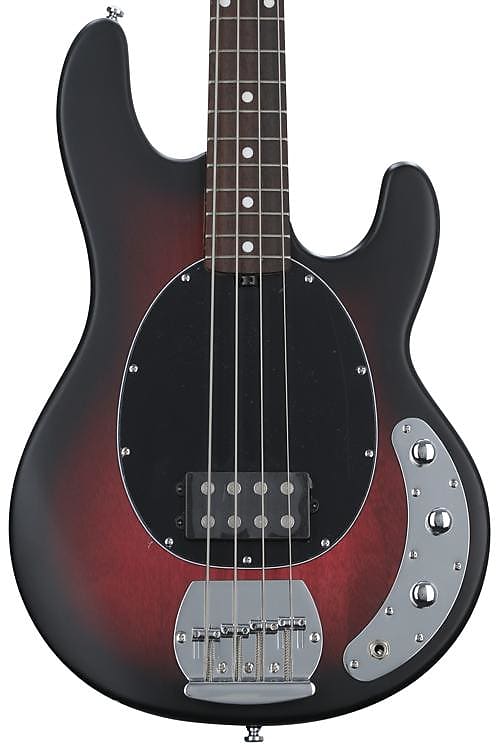 Sterling By Music Man StingRay RAY4 Dent and Scratch Bass Guitar - Ruby Red Burst Satin image 1