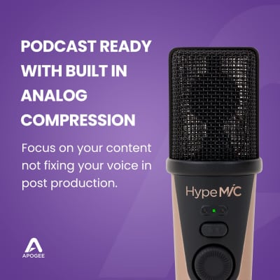 Apogee Hype Mic - USB Microphone with Analogue Compression for Capturing Vocals and Instruments, Streaming, Podcasting, and Gaming, Made in USA, Rose Gold image 2