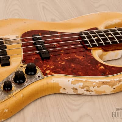 1964 Fender Jazz Bass Pre-CBS Vintage Bass Olympic White w/ Gold Hardware, Case image 6