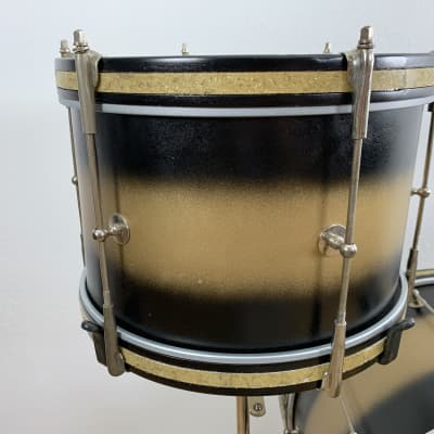 Decolite 3-Pc Drum Set 12/16/18 w/ Ludwig Slingerland Shells 20s 30s Vtg Nickel Hardware Shells Black & Gold Duco image 13