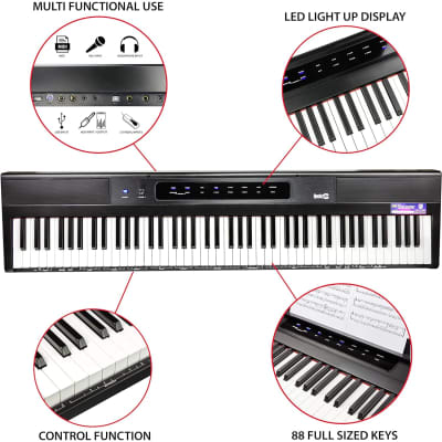 88 Key Digital Piano Keyboard Piano with Full Size Semi-Weighted Keys, Power Supply, Sheet Music Stand, Piano Note Stickers & Simply Piano Lessons image 4