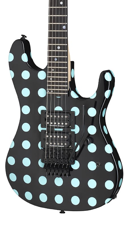 Kramer Nightswan Electric Guitar in Black with Blue Polka Dots image 1