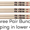 Vic Firth 7A Wood Tip Drumsticks 3 Pair Bundle