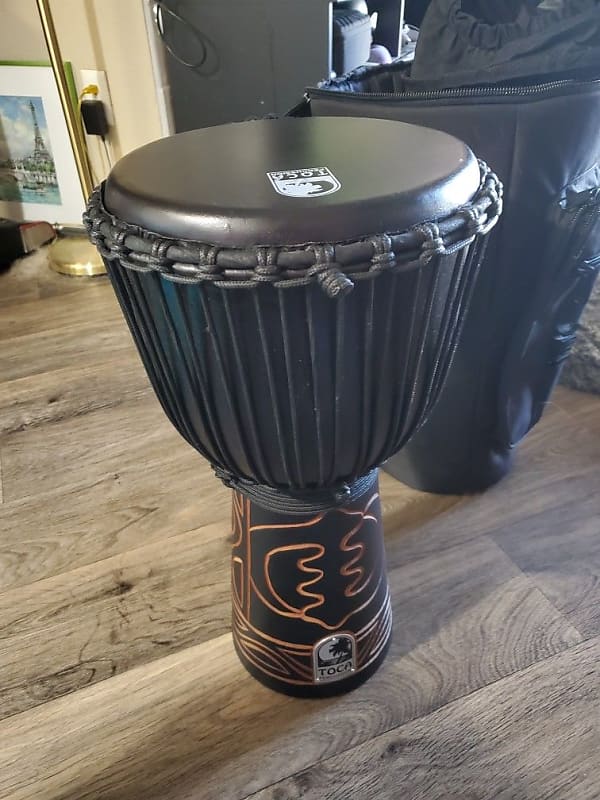 Toca Percussion Black Mamba 10" Djembe Drum Reverb