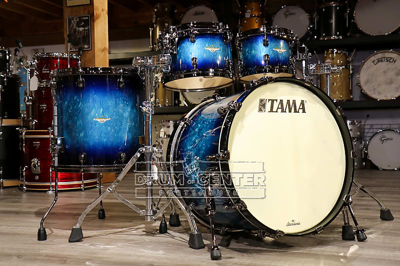 Tama Starclassic Maple 4pc Drum Set Molten Electric Blue Burst w/Black Nickel Hw image 1