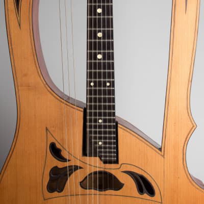 Luigi Mozzani  Lyre Harp Guitar,  c. 1905, ser. #111, black hard shell case. image 8