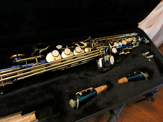 Selman Bb Soprano Saxophone in Royal Blue Gold Mint Condition with Hard Case Extras