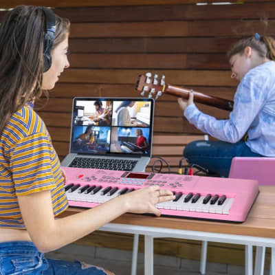 61 Keys Digital Music Electronic Keyboard Electric Musical Piano Instrument Kids Learning Keyboard w/ Stand Microphone - Pink image 10
