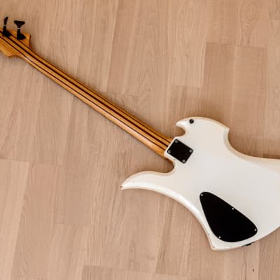 1990s BC Rich Mockingbird PJ Medium Scale Electric Bass Guitar White Japan image 10