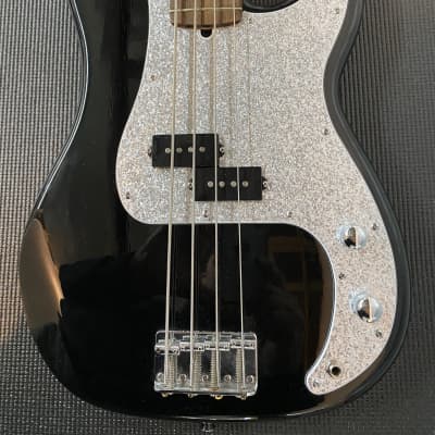 Partscaster Precision Bass - Gloss Black w/Black Sparkle Matching Headstock and Fender Gig Bag for sale