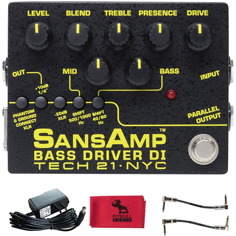 Tech 21 SansAmp Bass Driver V2 w/ Power Supply, Cables & Pitbull