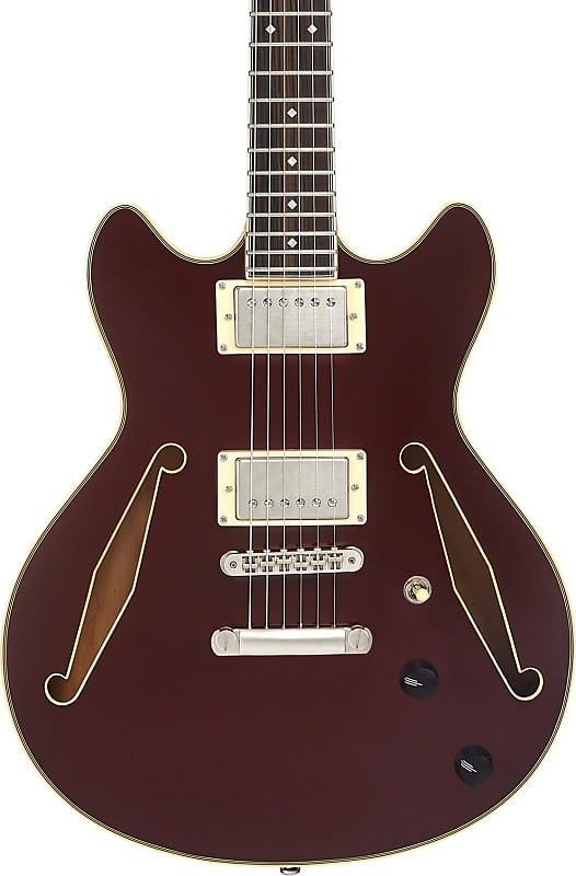 D'Angelico Excel Mini DC Tour Semi-hollowbody Electric Guitar - Solid Wine image 1