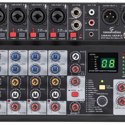 Mixer 8 canali con lettore mp3, dsp e bluetooth (ZZMX8L) - Zzipp