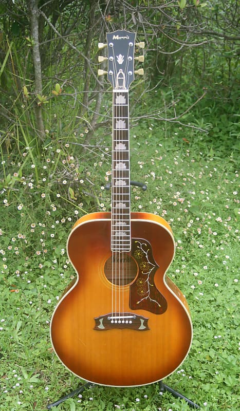 Morris MJ-200 J200 Style Guitar signed by T. Moridaira (The founder) 1973  Brown Sunburst+ Hard Case