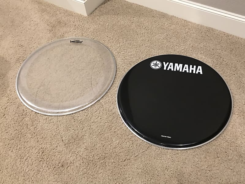 Yamaha 22" Clear Batter + Black Resonant Bass Drum Heads Reverb