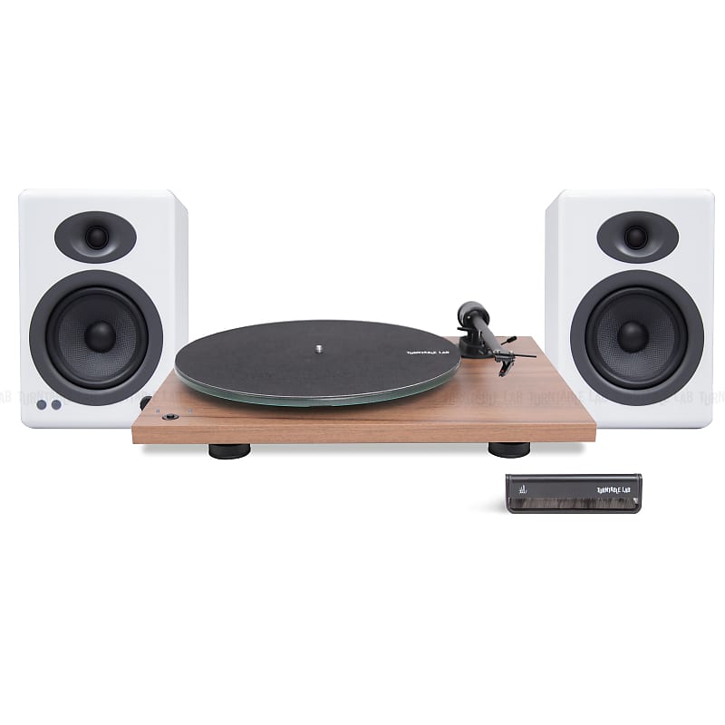 Pro-Ject: T1 Phono SB / Audioengine A5+ / Turntable Package Walnut Turntable / White Speakers  			