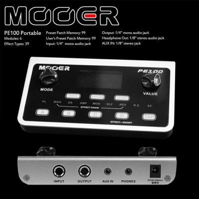 Mooer PE100 Guitar Multi-effects Pedal LCD Display 39 Types Effects 99 Preset image 2