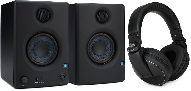 PreSonus Eris E3.5 3.5-inch Powered Studio Monitors  Bundle with Pioneer DJ HDJ-X5 Professional DJ Headphones - Black image 1
