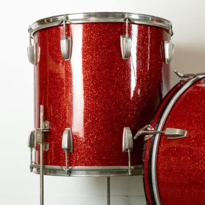 1950s WFL Red Glass Glitter 14x20 9x13 and 16x16 Drum Set image 5