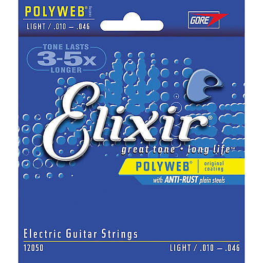Elixir 12050 Light Electric Guitar Nickel Plated Steel Strings with Polyweb Coating .010-.046 image 1