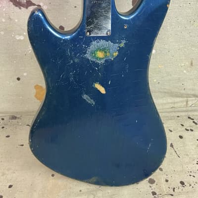 1960's Guyatone EB-9 “Sharp 5” MIJ Blue Sparkle Bass Guitar c~1967 Needs Repair image 3