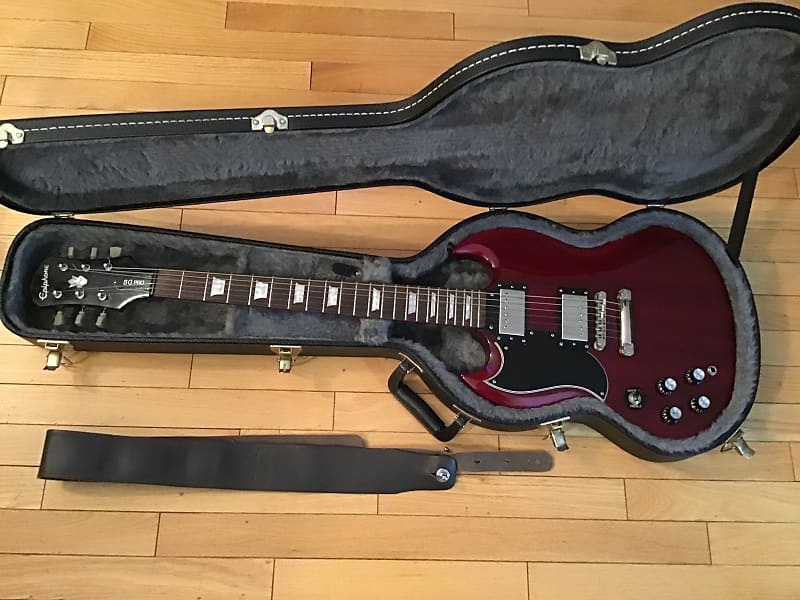 Epiphone Left handed SG Pro/Case/ Split coil pickups/leather strap