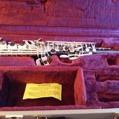 Sax Dakota Professional Soprano Saxophone, Model SDSS1024 in Gray Onyx with Satin Silver Keys and Trim image 2