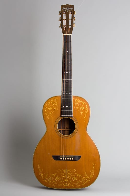 Washburn  Model 5238 Deluxe Flat Top Acoustic Guitar (1930), ser. #1231, original black chipboard case. image 1