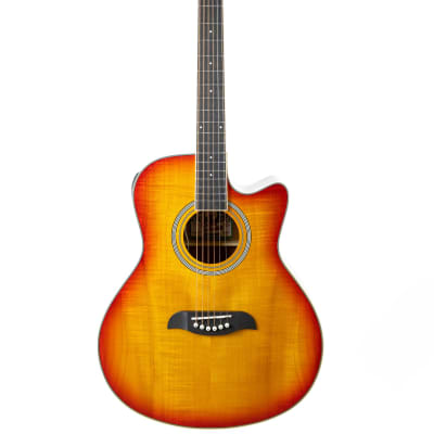 Oscar Schmidt OA10CE Mini Auditorium Acoustic-Electric Guitar - Spalted Maple w/ Gig Bag image 2
