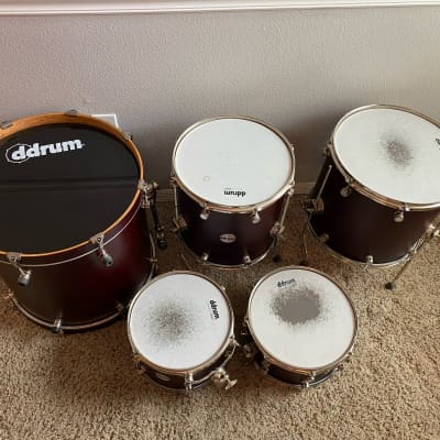 dDrum Reflex Series Powerhouse 5-Piece Drum Kit - Satin Wine Red Lacquer Finish for sale