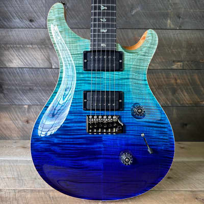 PRS Custom 24 Wood Library Flame Maple 10-Top  Torrefied Maple Neck African Blackwood FB - Blue Fade 363813 image 1