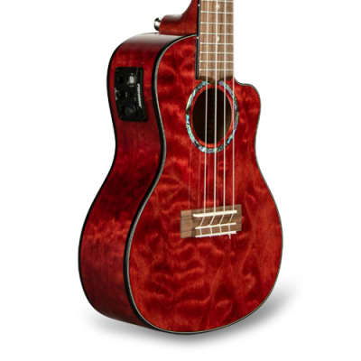 Lanikai Quilted Maple Red Stain Acoustic/Electric Concert Ukulele +Free Case | NEW Authorized Dealer image 2