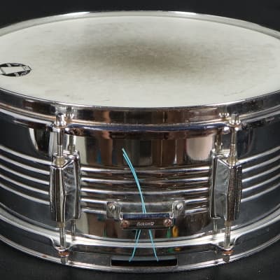 Vintage Ludwig Rocker 14" x 5" Ribbed Steel Snare Drum 8-Lug Percussion image 4