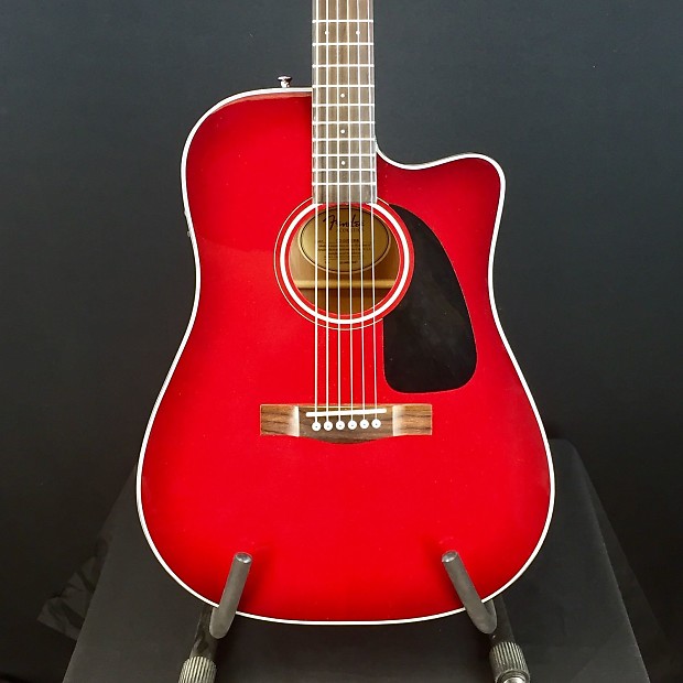 Red fender acoustic electric guitar sale