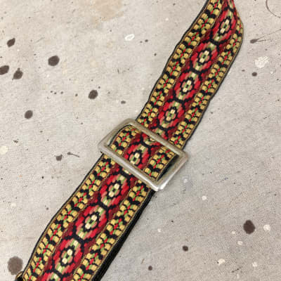 Vintage Ace Style Guitar Strap Woven Red, Yellow, and Black Circa 1960's 1970's image 8