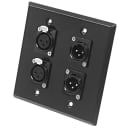 Stainless Steel Wall Plate - 2 Gang -  2 XLR Male and 2 XLR Female Connectors