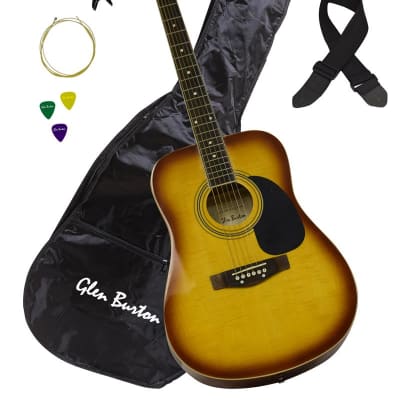 Glen Burton GA101FCO-TS Dreadnought Acoustic Guitar Combo w/Gig Bag, Strings, Strap, Picks & Hex Key for sale