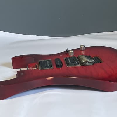 2012 Indonesian Ibanez RG370QMSP Transparent Red Burst Loaded Guitar Body Floyd Ready image 12