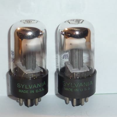 1953 Sylvania 6SN7GT ECC33 6SN7 Bad Boy Tubes, Matched Pair, NOS