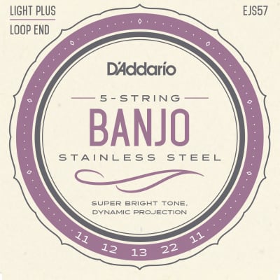 D'Addario EJS57 5-String Banjo Strings Stainless Steel Custom Medium 11-22