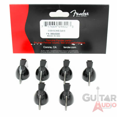 (6) Genuine Fender Pure Vintage BLACK Chicken Head Amplifier/Amp Knobs image 3